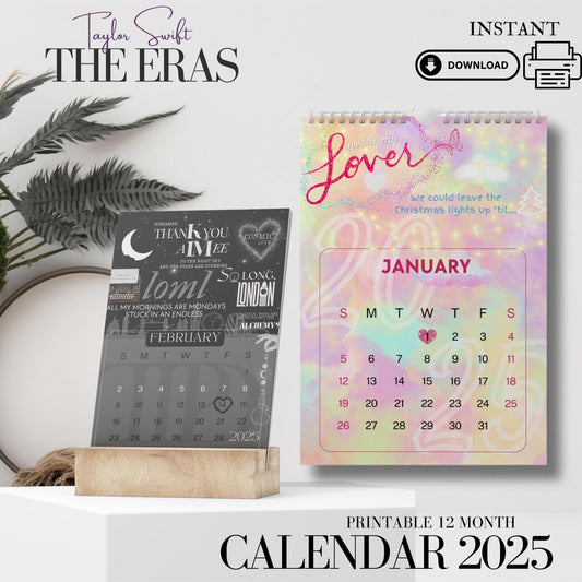 2025 Taylor Swift Eras Desk Calendar – Printable Lyrics Calendar for Swifties(Digital Download)